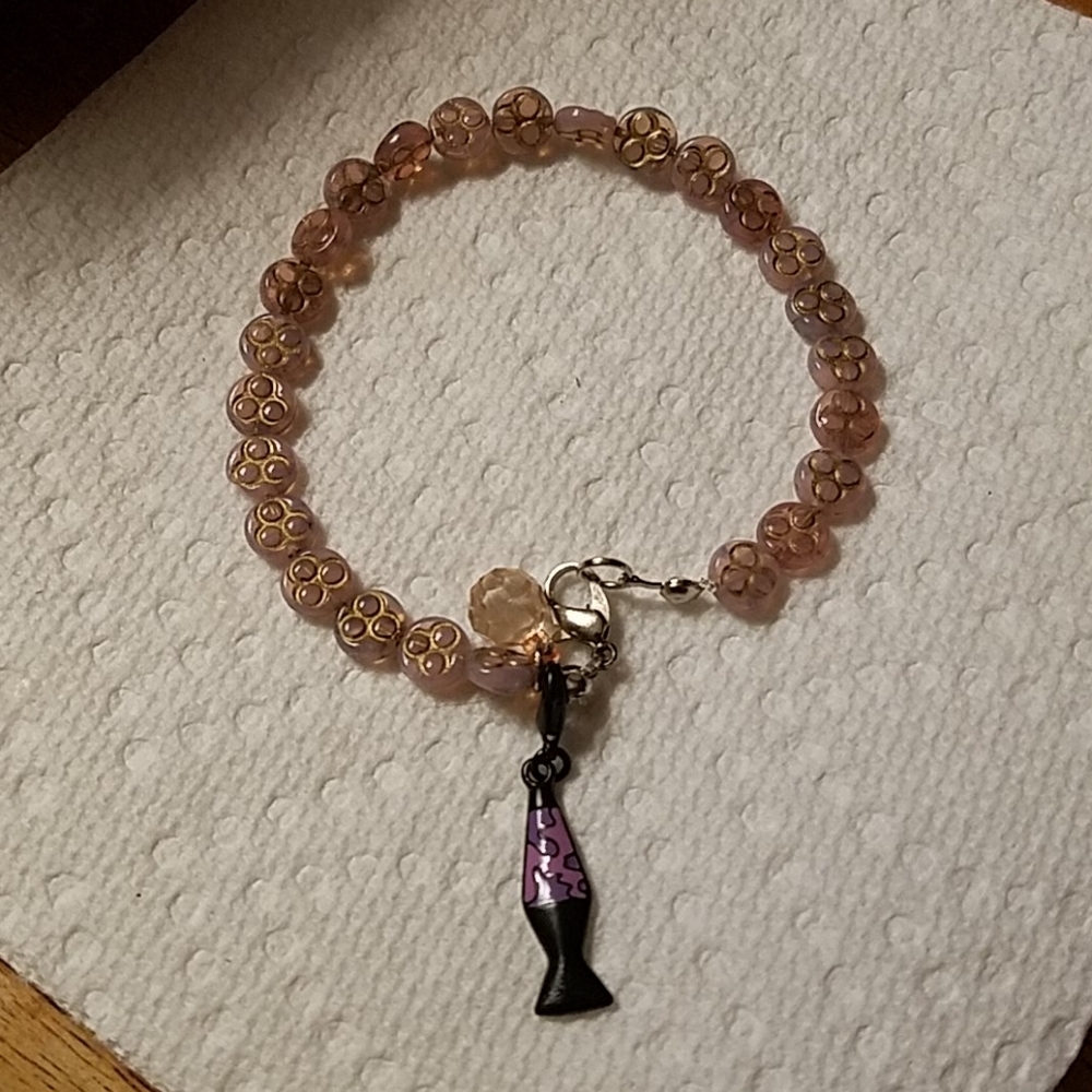Lavender Beaded Lava Lamp 8" Bracelet